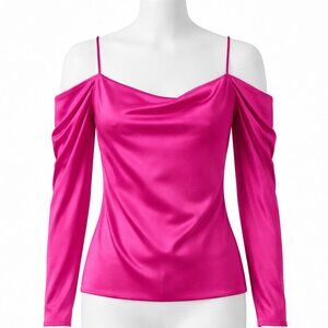 I.N.C. International Concepts Cold Shoulder Cowl Neck Top – XS – NWT – Hot Pink